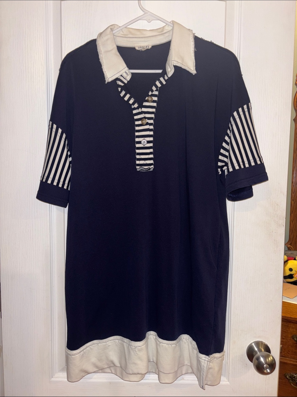 Navy and White Striped Polo Dress